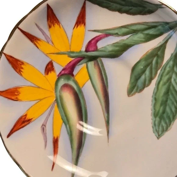 Vintage Demitasse Cup and Saucer Tuscan BIRD OF PARADISE Hawaiian Flower SCARCE! - Picture 5 of 7